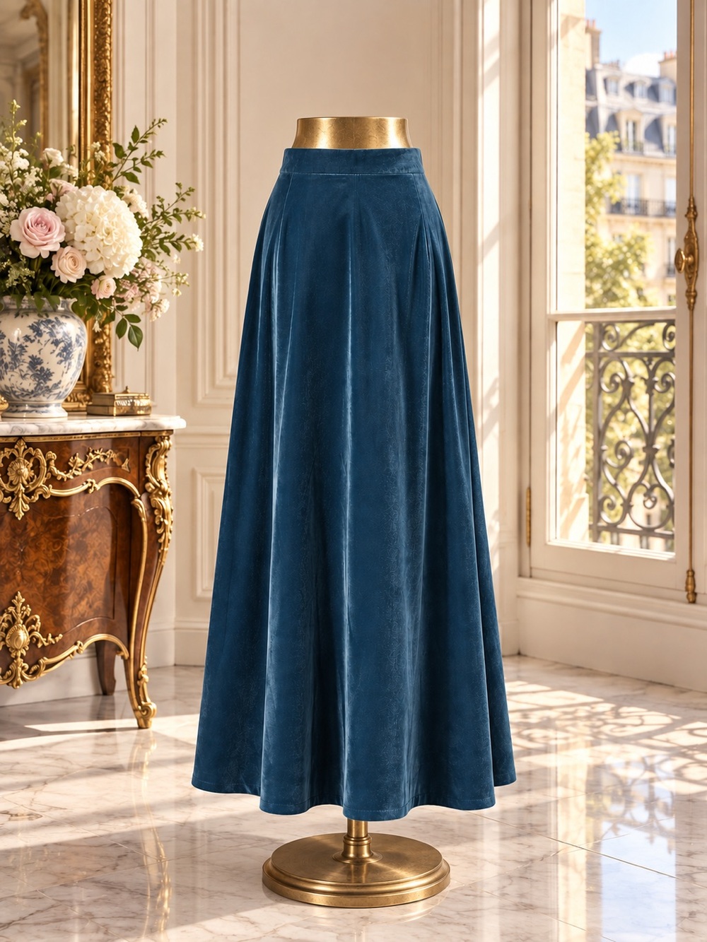 Ann Taylor Deep Teal Velvet Maxi Skirt